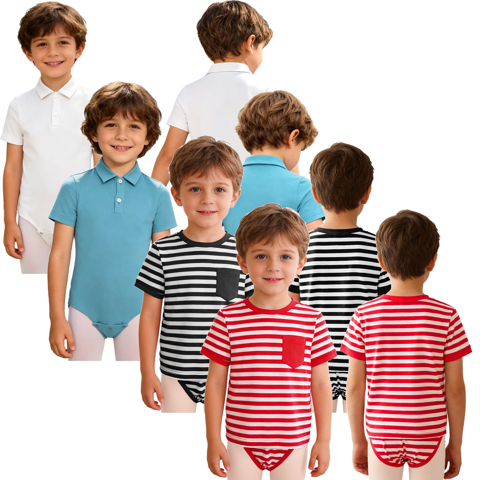 Summer Clothing Kids Boys - ชุดบอดี้สูทเด็กพิเศษสำหรับผู้มีความต้องการเฉพาะทาง แขนสั้น สไตล์เสื้อยืด 2-in-1 สำหรับสวมใส่ในชีวิตประจำวัน ชุดอยู่บ้าน