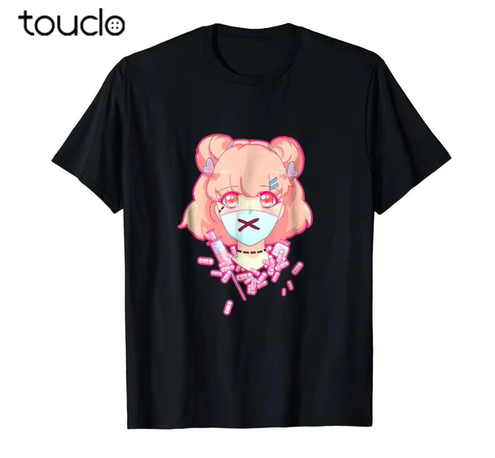 Summer Clothing H&M - เสื้อยืดลายอนิเมะ Pastel Menhera Psycho แบรนด์ Summer