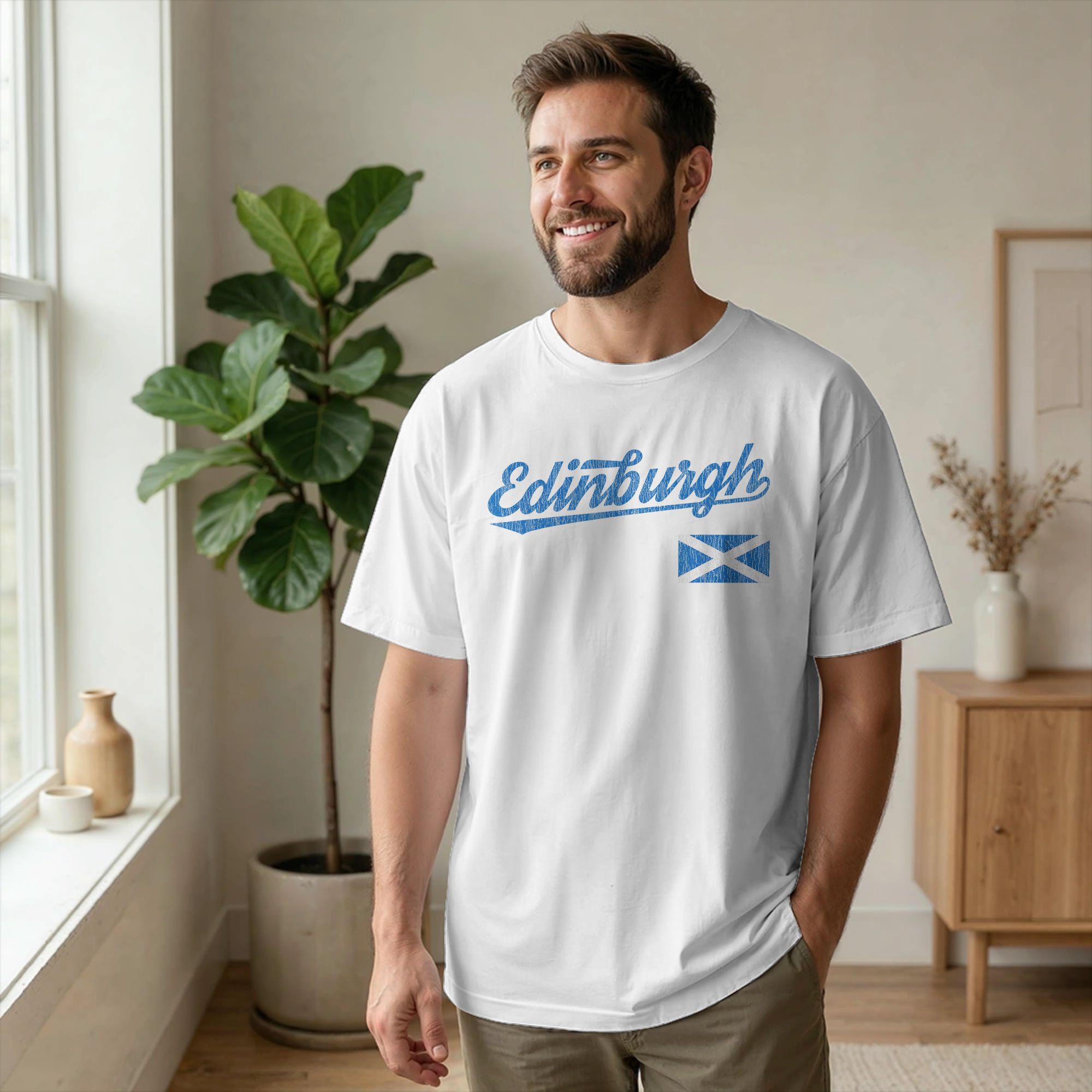 Summer Clothing Edinburgh - ผู้ชายเอดินบะระสกอตแลนด์สหราชอาณาจักรเสื้อยืดธงชาติอังกฤษ 100% ผ้าฝ้ายเสื้อผ้าแปลกใหม่แขนสั้น O คอเสื้อยืดกราฟิกเสื้อยืด