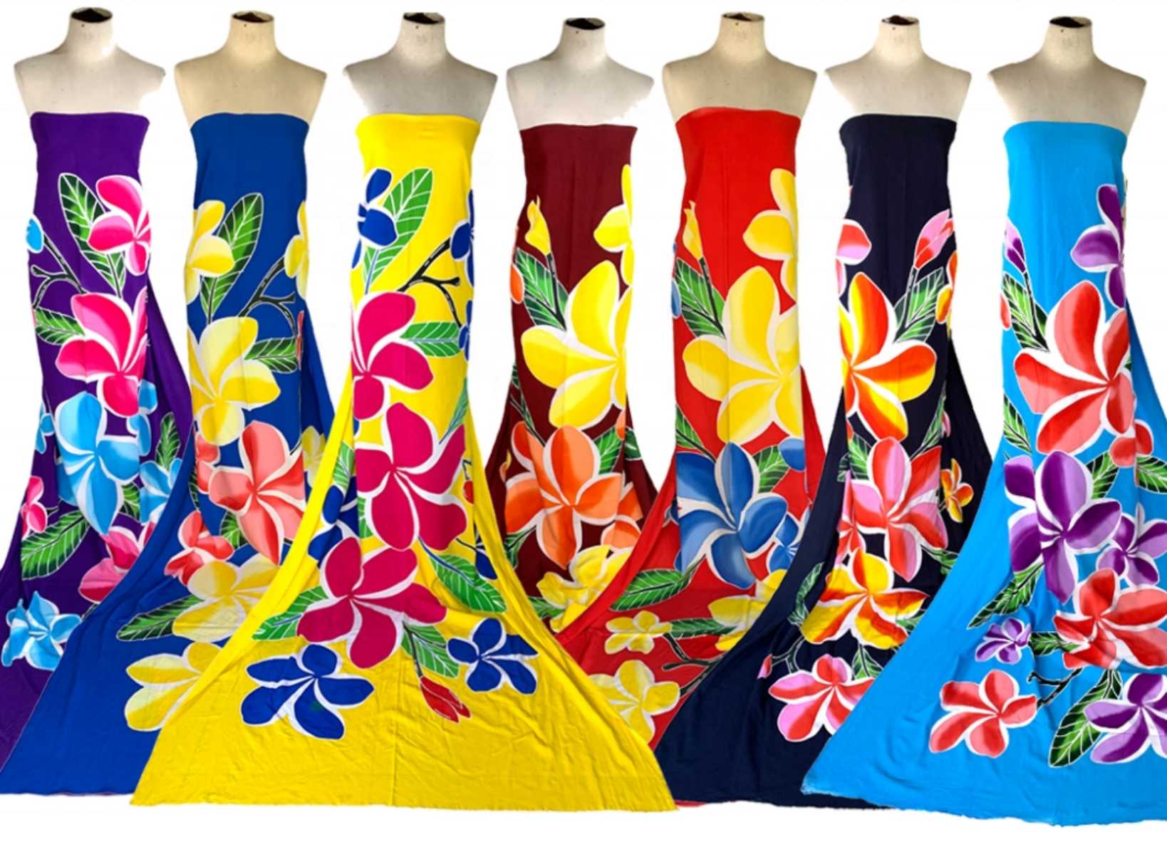 Sarong Pareo Wrap - ผ้าคลุมชายหาดลายดอกลีลาวดี ฮาวาย 100% เรยอน สำหรับใส่กับชุดบิกินี่ ผ้าปาเรโอ