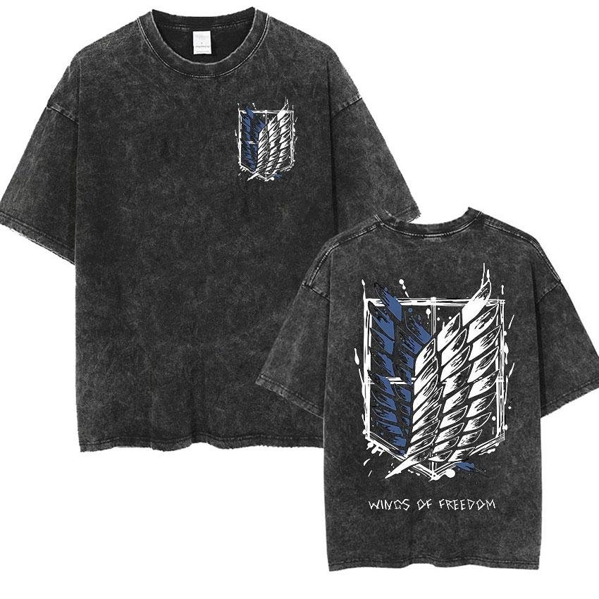 Vintage Summer Clothing Men - เสื้อยืดโอเวอร์ไซส์วินเทจลาย Attack on Titan ปี 2026