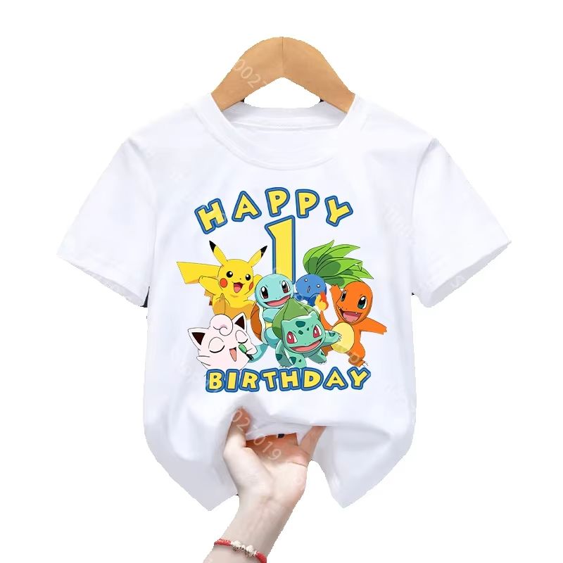 Summer Edition Clothing - เสื้อยืดลายการ์ตูนปิกาจู สควิร์เทิลส์ น่ารักสำหรับเด็กผู้ชาย เสื้อยืดโปเกมอนสำหรับฤดูร้อน เสื้อผ้าสำหรับนักเรียน เสื้อแขนสั้นลายอนิเมะ