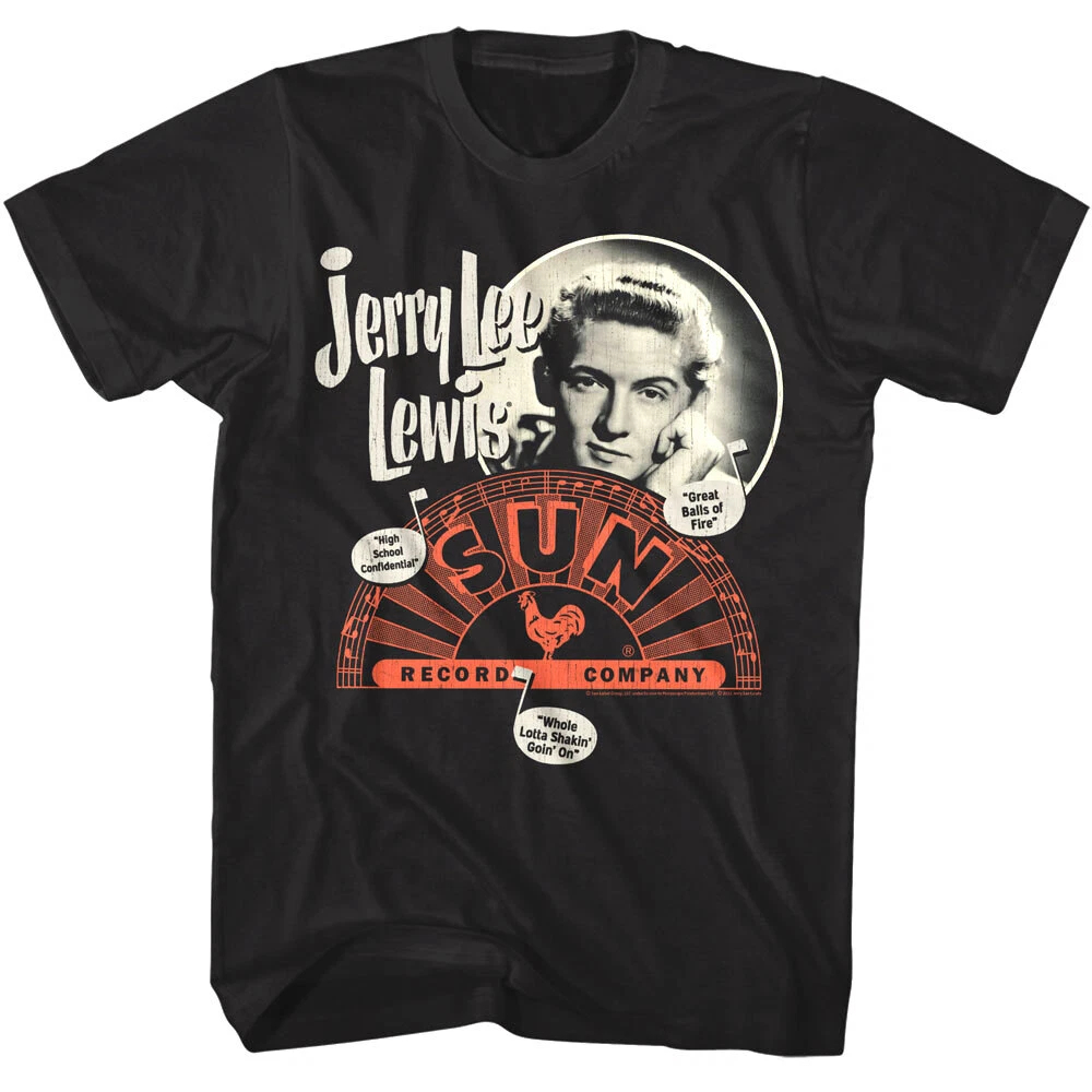 Summer Clothing Label - เสื้อยืดผู้ชาย Jerry Lee Lewis ลายชื่อเพลง Sun