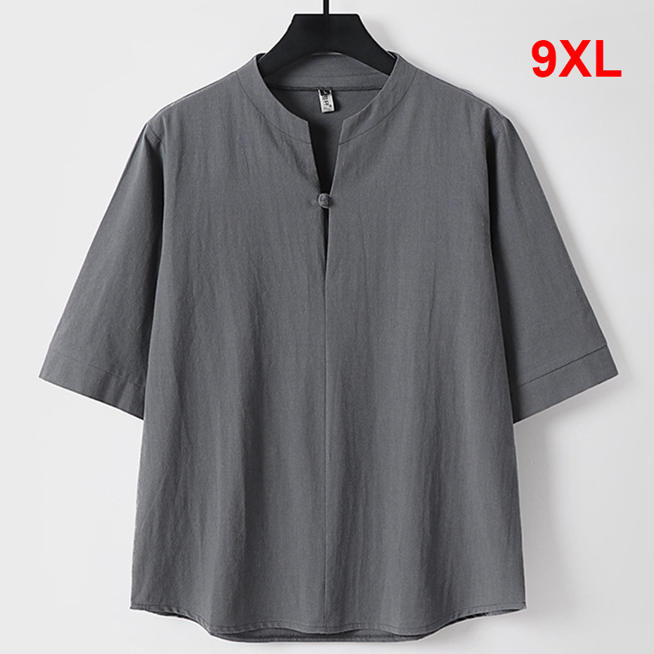 Summer Clothing Men Linen - ผ้าลินินฤดูร้อนเสื้อยืดผู้ชาย PLUS ขนาด 9XL ผ้าลินิน Tees