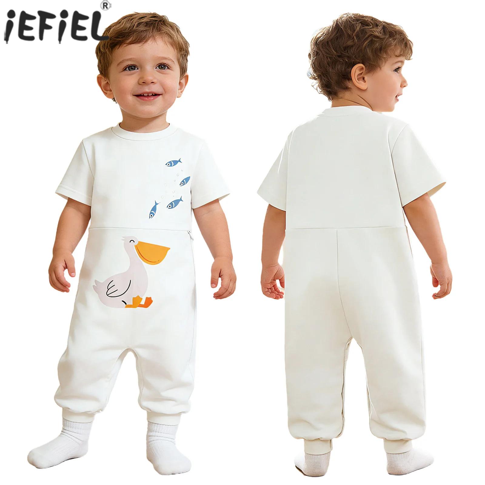 Summer Clothing Kids Boys - ชุดจั๊มสูทเด็กทารกชายหญิง สำหรับเด็กพิเศษ ช่วยในการปรับตัว แขนสั้น ซิปเป้า ช่วยให้สะดวกในการป้อนอาหาร