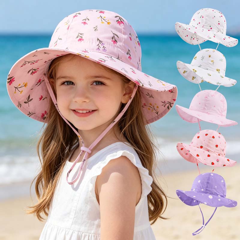 Summer Clothing Capsule - 2026 หมวกเด็กผู้หญิงฤดูร้อนพิมพ์ลายหมวกกันแดดสำหรับเด็กหญิงชายหาดเด็กหมวกเด็กหมวกปานามา 2-6Y