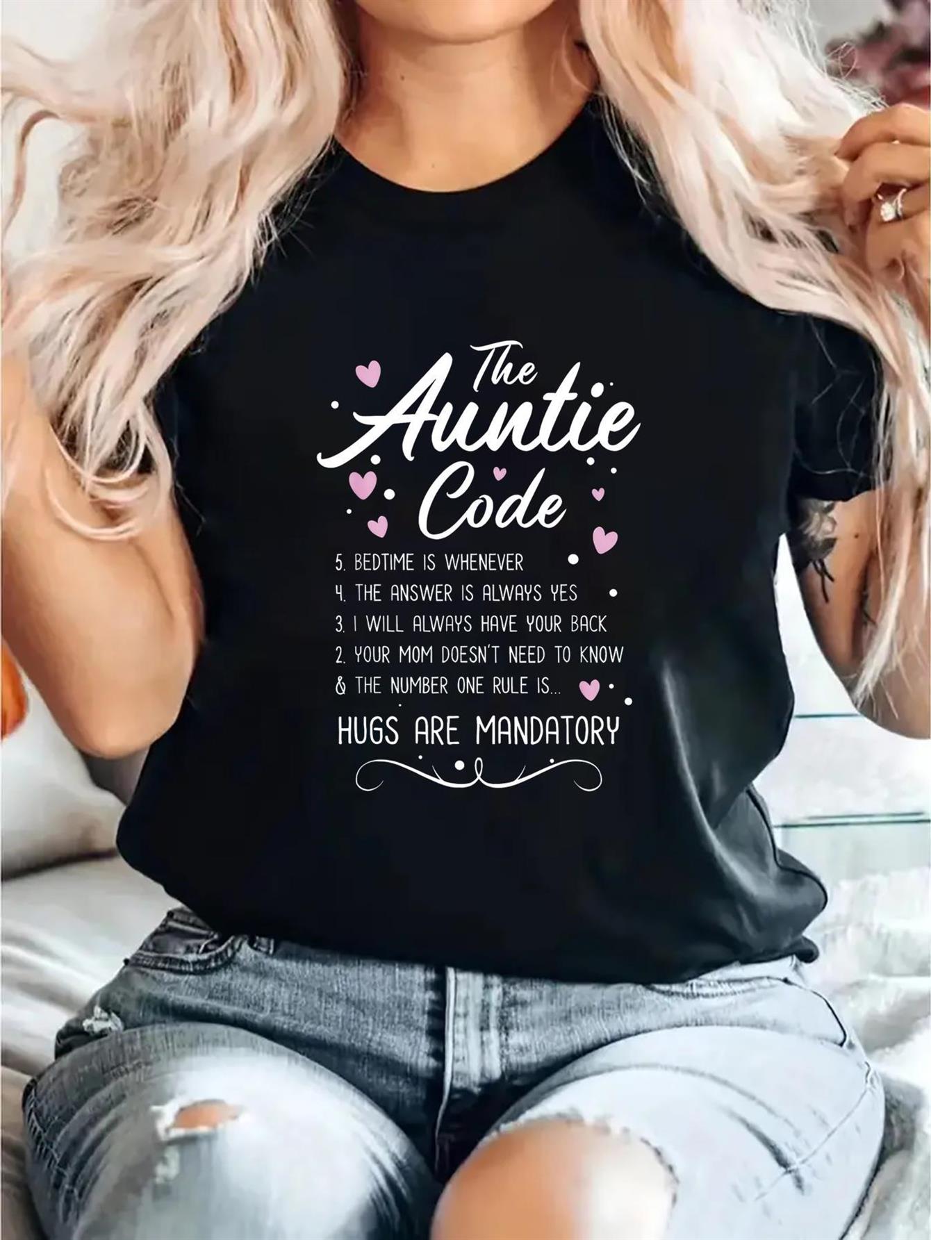 Summer Clothing Quotes - เสื้อยืดธีมคุณป้าแสนสนุกสำหรับผู้หญิง - เสื้อแขนสั้นเนื้อนุ่มทรงเข้ารูปพร้อมคำคมคุณป้าตลกๆ ตัวอักษรสีดำและชมพู คอกลมสไตล์ลำลอง เหมาะเป็นของขวัญสำหรับคุณป้า