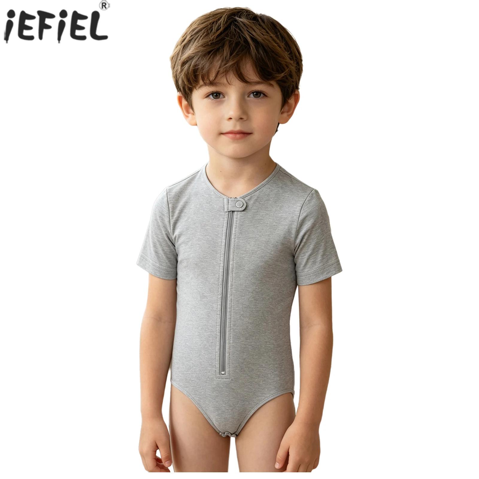 Summer Clothing Kids Boys - ชุดบอดี้สูทเด็กผู้ชายพิเศษสำหรับเด็กที่มีความต้องการพิเศษ แขนสั้น ซิปกันหลุด ใช้แทนผ้าอ้อม ชุดนอน ชุดเล่น