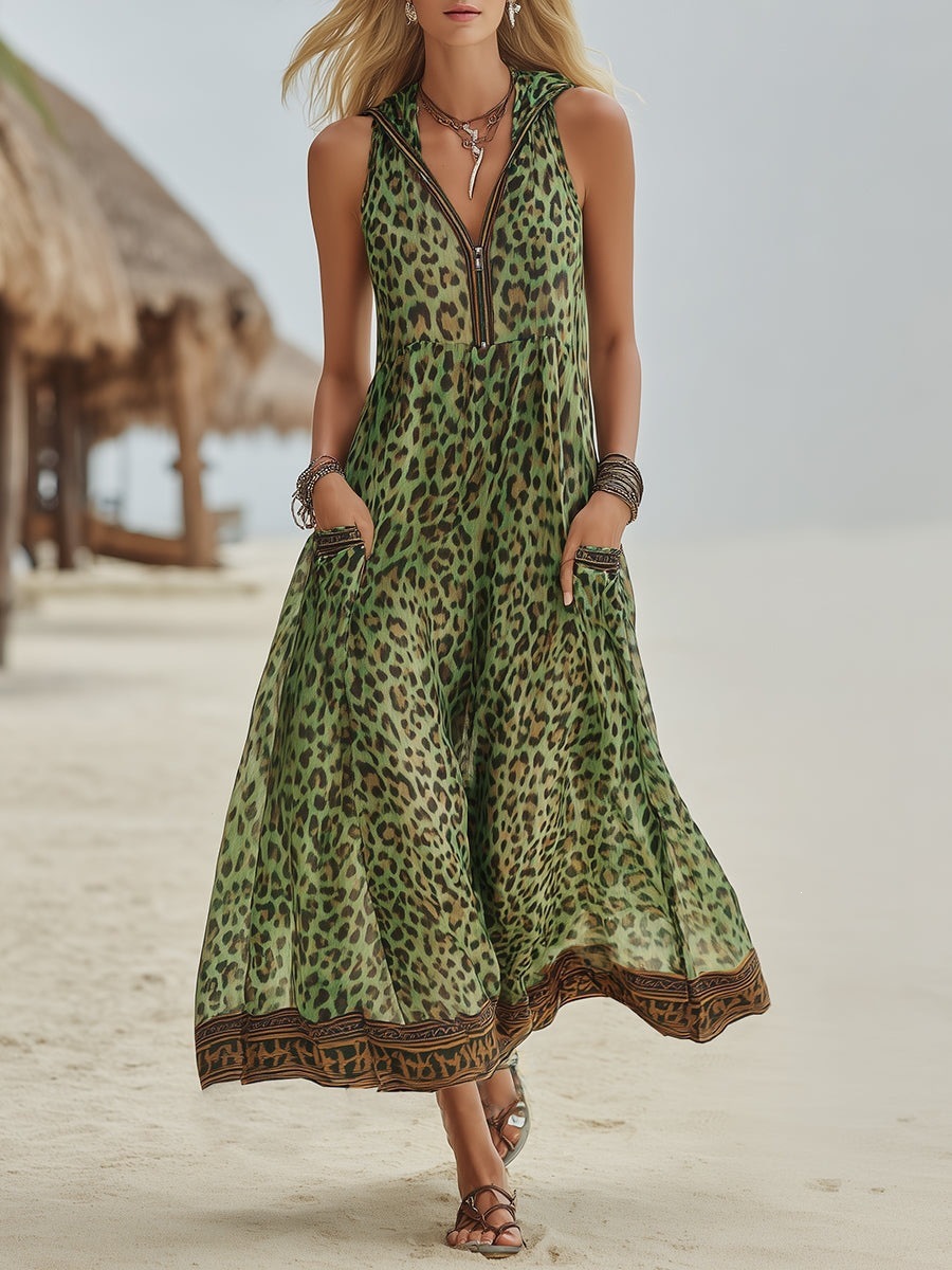 Summer Clothing H&M - เดรสยาววินเทจปี 2026 สำหรับผู้หญิง ซิป คอวี มีฮู้ด