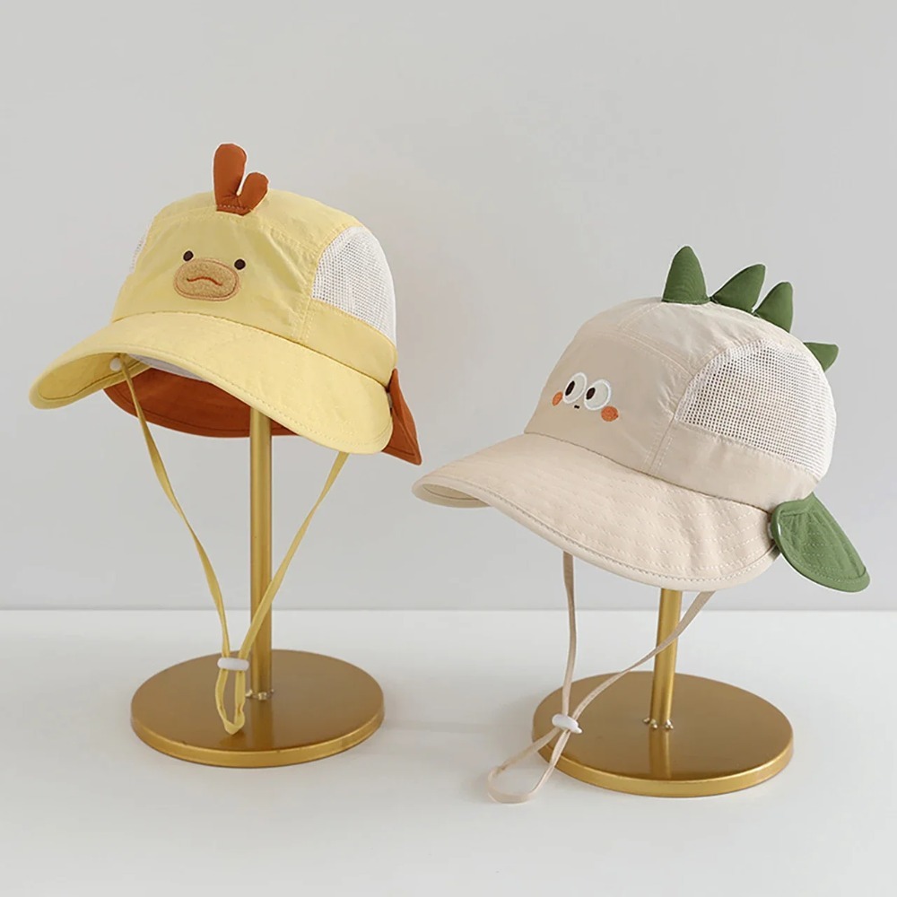 Summer Clothing Capsule - หมวกชายหาดเด็กน่ารักลายการ์ตูนพร้อมหูหมีและหูกระต่าย หมวกกันแดดตาข่ายระบายอากาศสำหรับเด็กชายและเด็กหญิง หมวกปานามาสำหรับฤดูร้อนกลางแจ้ง