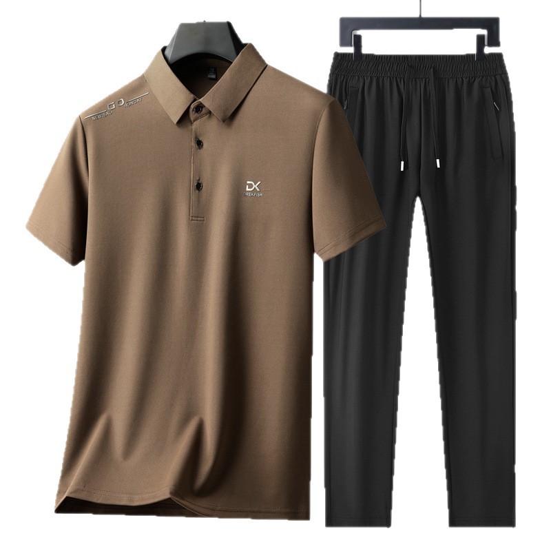 Summer Clothing For Young Men - ชุดกีฬาลำลอง 2 ชิ้นสำหรับผู้ชาย ชุดแฟชั่นสตรีทแวร์ เสื้อยืดและกางเกงขายาว ชุดชายหาด