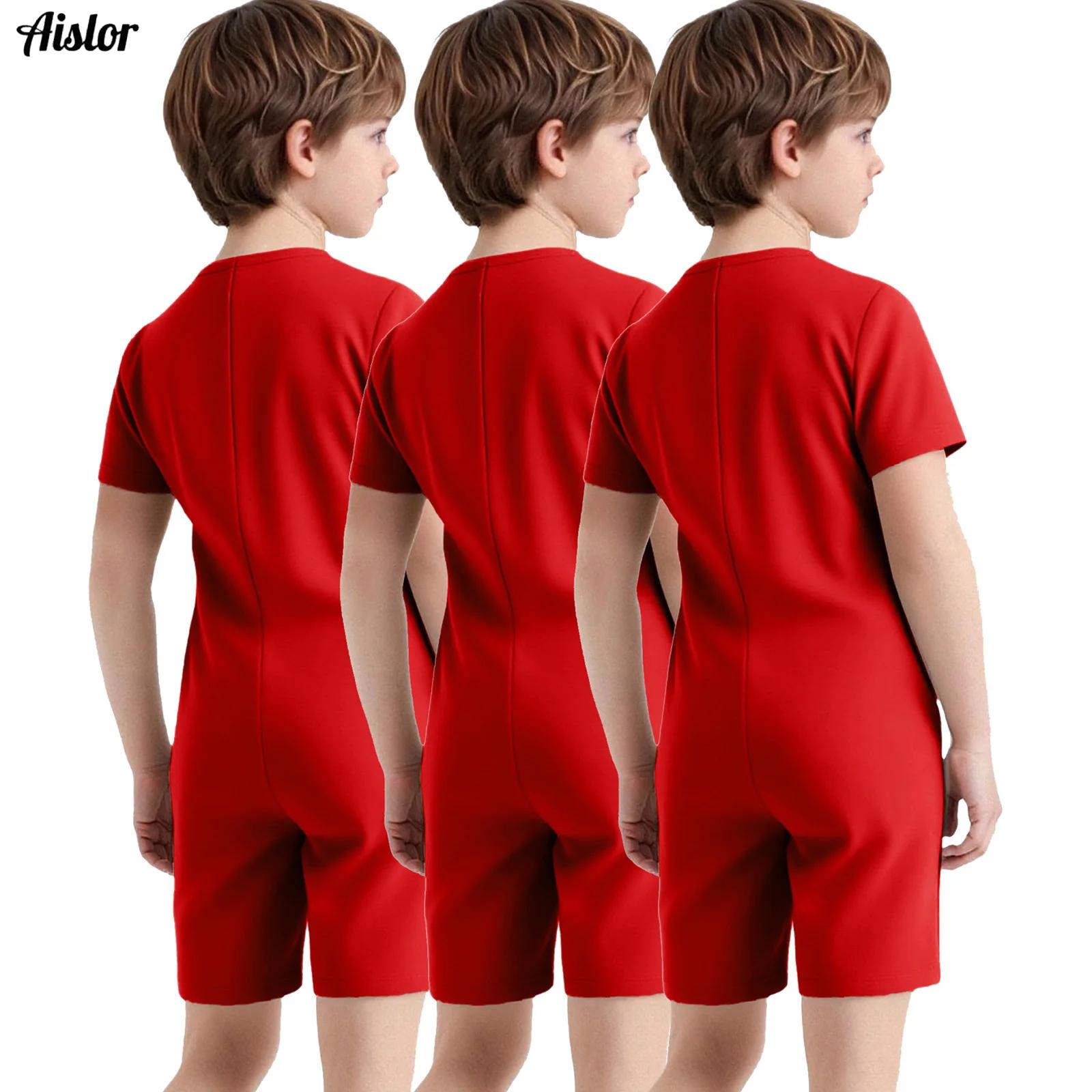 Summer Clothing Kids Boys - ชุดจั๊มสูทเด็ก 3 ชิ้น สำหรับเด็กหญิงและเด็กชายที่มีความต้องการพิเศษ ผ้าฝ้าย แขนสั้น