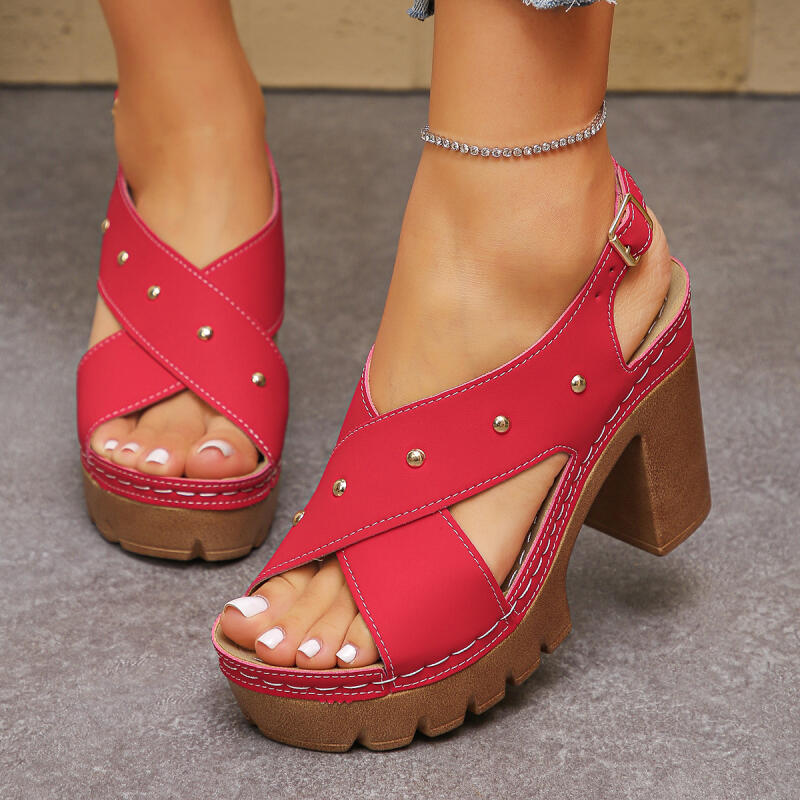 Summer Holiday Clothing Women - รองเท้าส้นสูงแบบวินเทจ สายไขว้ สไตล์กลาดิเอเตอร์ สำหรับผู้หญิง ฤดูร้อน 2026