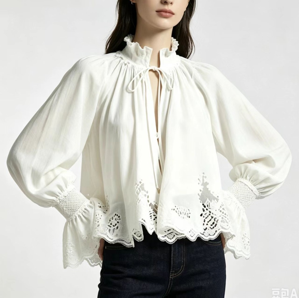 เสื้อผู้หญิงสไตล์วินเทจแบบปรับ - Tie Front Shirt บทวิจารณ์และราคา