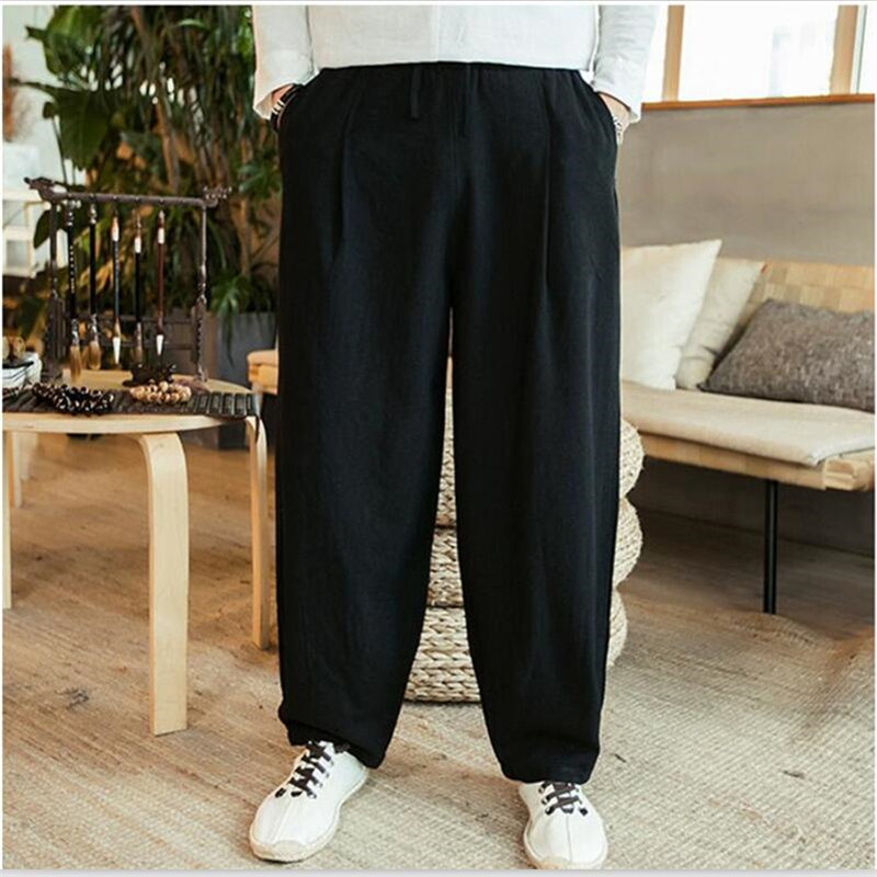 กางเกงขายาวทรงหลวมสำหรับผู้ชาย - Summer Clothing Men Linen บทวิจารณ์และราคา