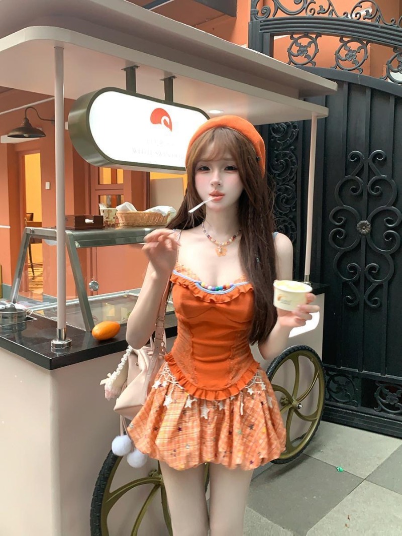 ฤดูร้อนใหม่สีส้มโดปามีนสาวหวาน - Summer Clothing Capsule บทวิจารณ์และราคา