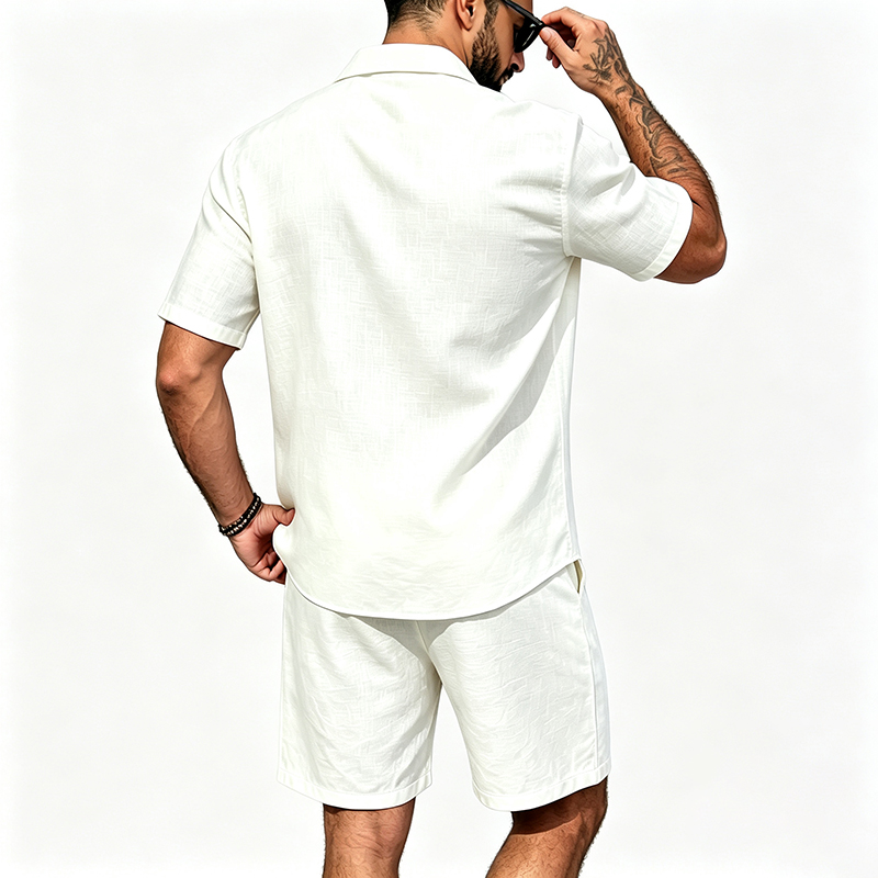 ชุดเซ็ตผ้าลินินสองชิ้นสำหรับผู - Summer Clothing Men Linen บทวิจารณ์และราคา