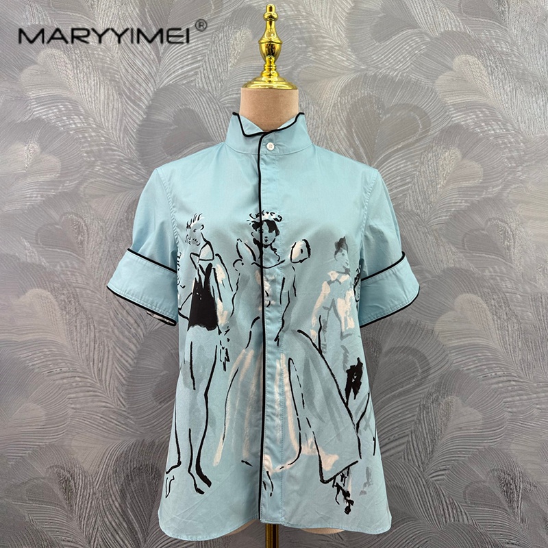 เสื้อเชิ้ตแขนสั้นคอตั้งลายพิมพ - Summer Edition Clothing บทวิจารณ์และราคา