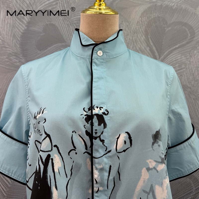 เสื้อเชิ้ตแขนสั้นคอตั้งลายพิมพ - Summer Edition Clothing บทวิจารณ์และราคา