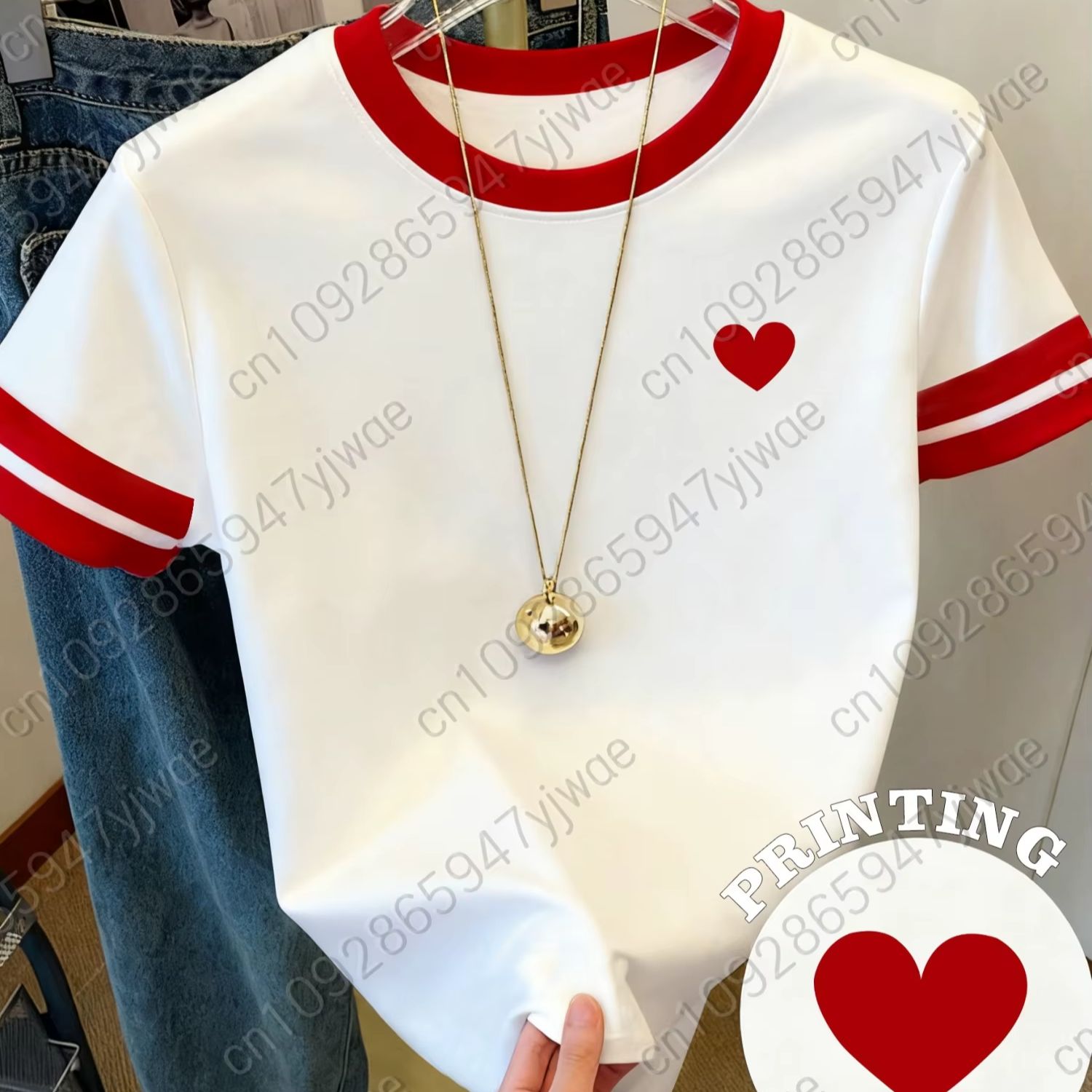 เสื้อยืดแขนสั้นลายหัวใจสีแดงสำ - Summer Edition Clothing บทวิจารณ์และราคา