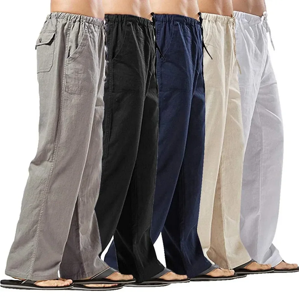 ผู้ชายสบายๆกางเกงผ้าฝ้ายลินินก - Summer Clothing Men Linen บทวิจารณ์และราคา