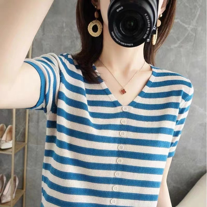 เสื้อยืดแขนสั้นผ้าไหมน้ำแข็งสำ - Summer Clothing Label บทวิจารณ์และราคา