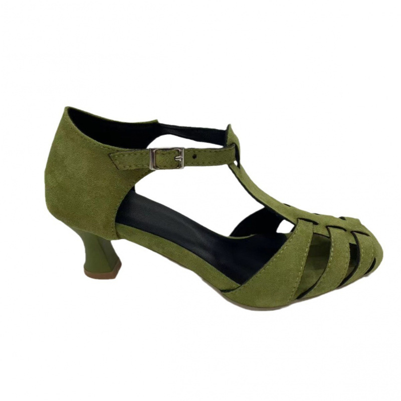 รองเท้าส้นเตี้ยแบบ T-Strap สีเ - Summer Holiday Clothing Women บทวิจารณ์และราคา