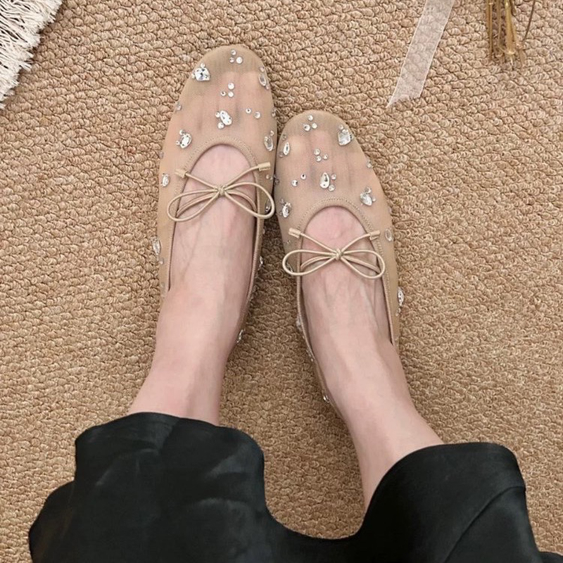 รองเท้าส้นเตี้ยแบบสวมประดับโบว - Summer Holiday Clothing Women บทวิจารณ์และราคา
