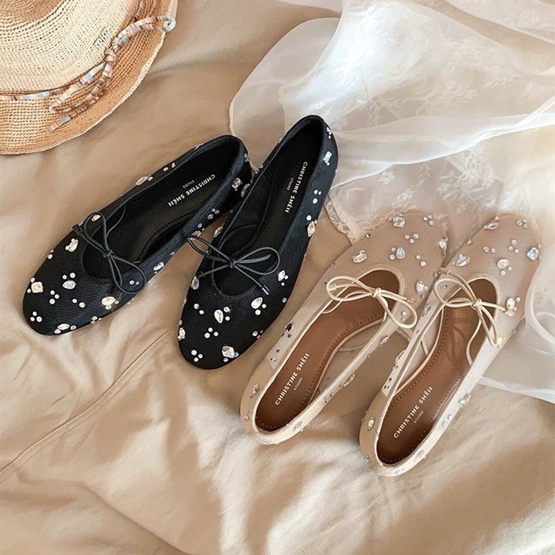 รองเท้าส้นเตี้ยแบบสวมประดับโบว - Summer Holiday Clothing Women บทวิจารณ์และราคา