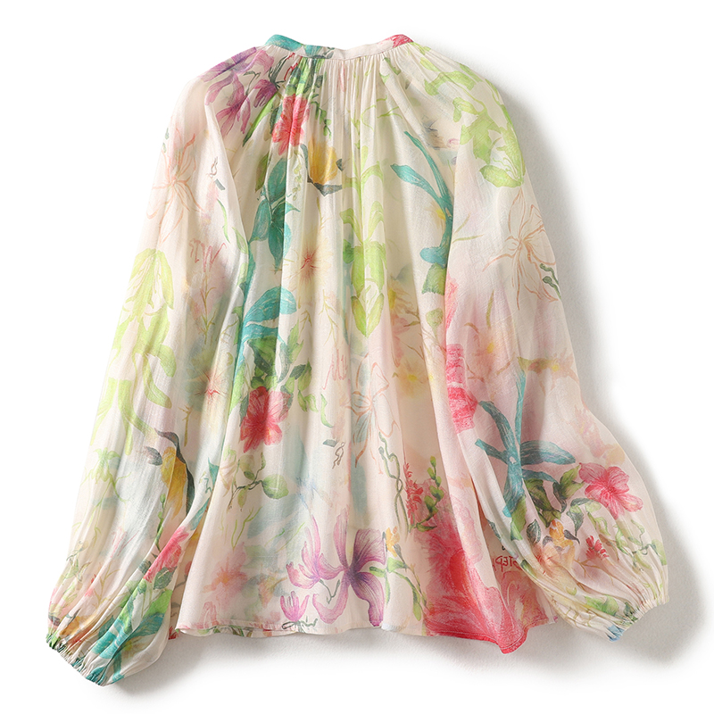 เสื้อคาร์ดิแกนลายดอกไม้สไตล์โบ - Tie Front Shirt บทวิจารณ์และราคา