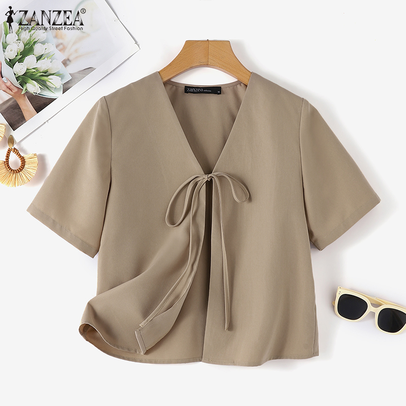 ZANZEA เสื้อคาร์ดิแกนผูกด้านหน - Tie Front Shirt บทวิจารณ์และราคา