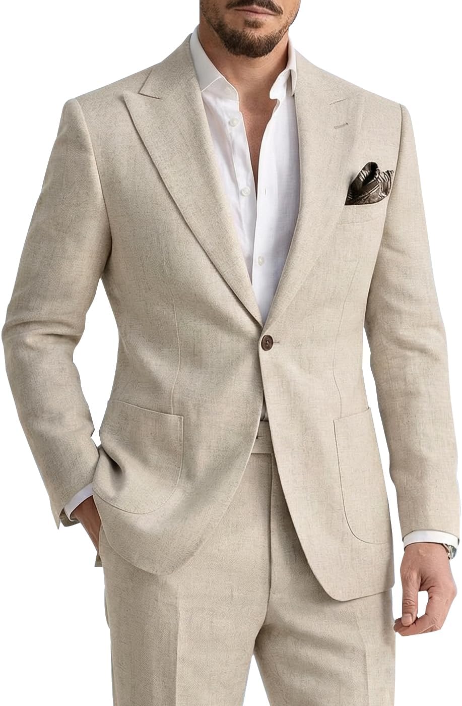 ชุดสูทผ้าลินินผู้ชาย 2 ชิ้น สไ - Summer Clothing Men Linen บทวิจารณ์และราคา