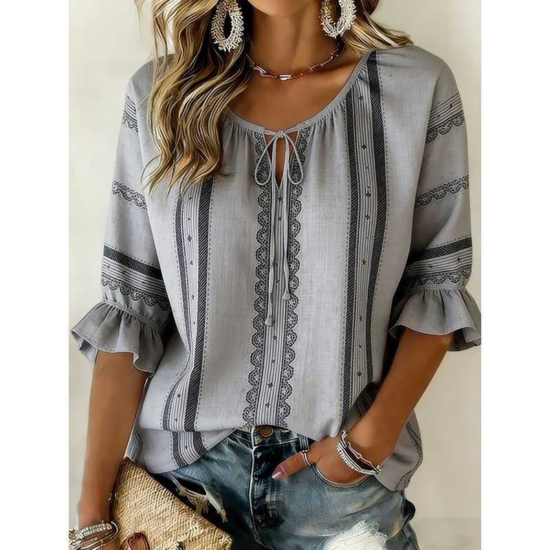 ชุดเดรสฤดูร้อนสำหรับผู้หญิงไซส - Tie Front Shirt บทวิจารณ์และราคา