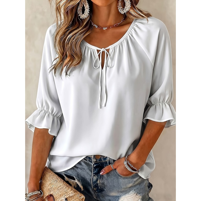 ชุดเดรสฤดูร้อนสำหรับผู้หญิงไซส - Tie Front Shirt บทวิจารณ์และราคา