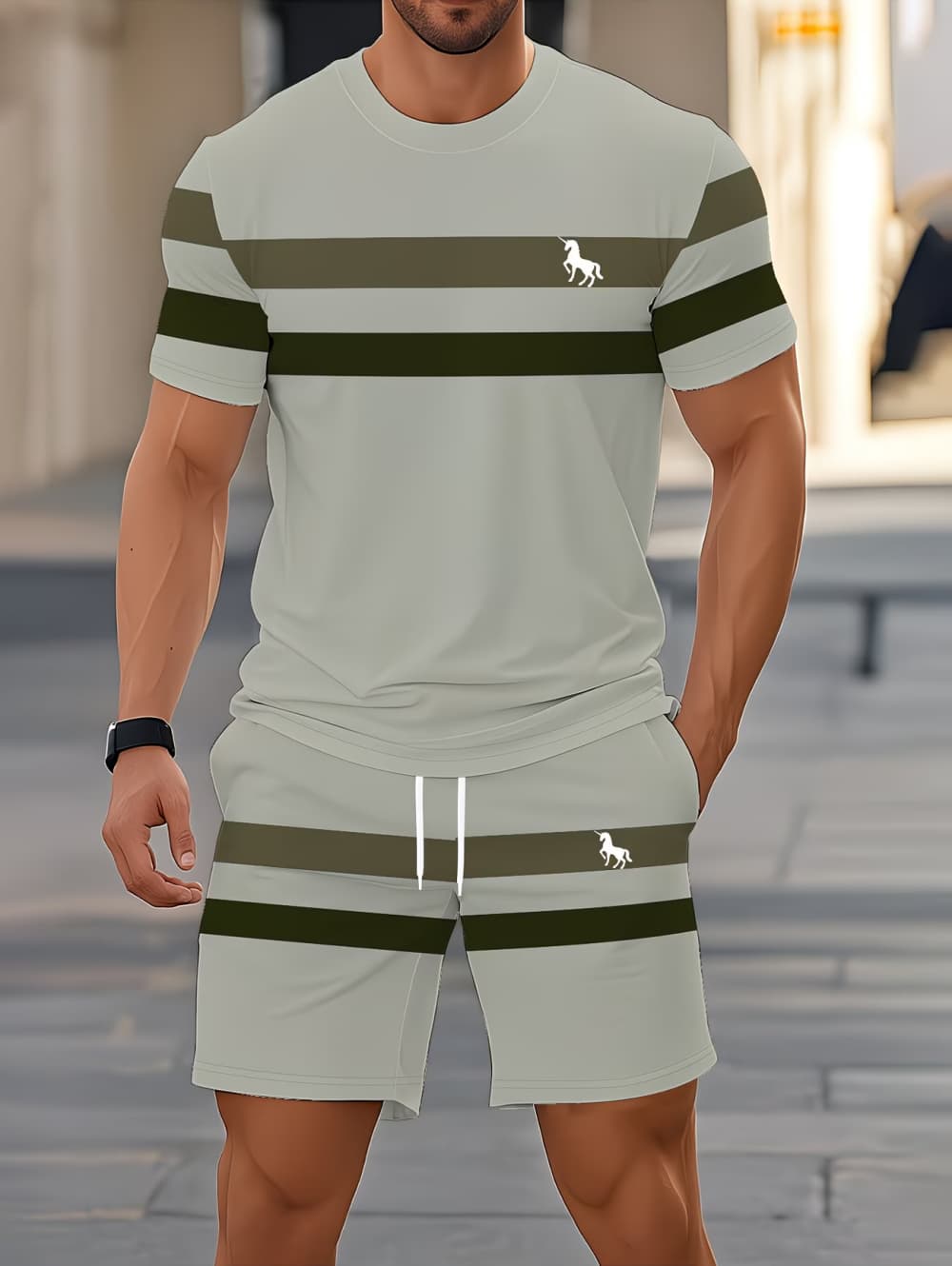 ชุดฤดูร้อนผู้ชายลายทาง 3 มิติ  - Summer Clothing For Young Men บทวิจารณ์และราคา
