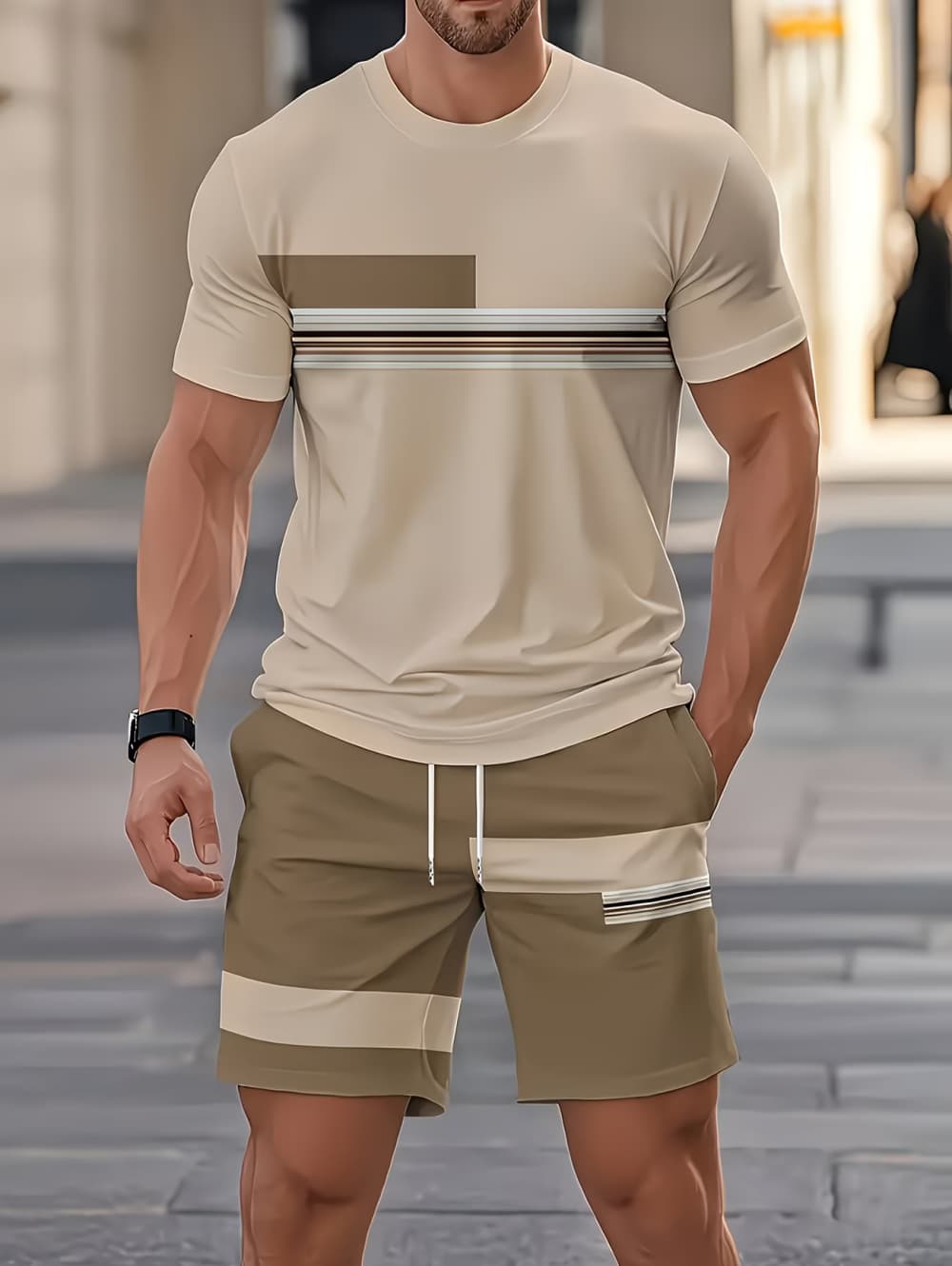 ชุดฤดูร้อนผู้ชายลายทาง 3 มิติ  - Summer Clothing For Young Men บทวิจารณ์และราคา