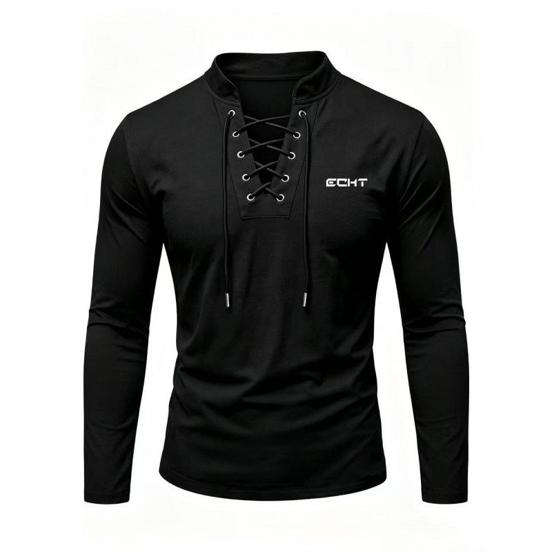 เสื้อเฮนลีย์แขนยาวพิมพ์ลายลำลอ - Tie Front Shirt บทวิจารณ์และราคา