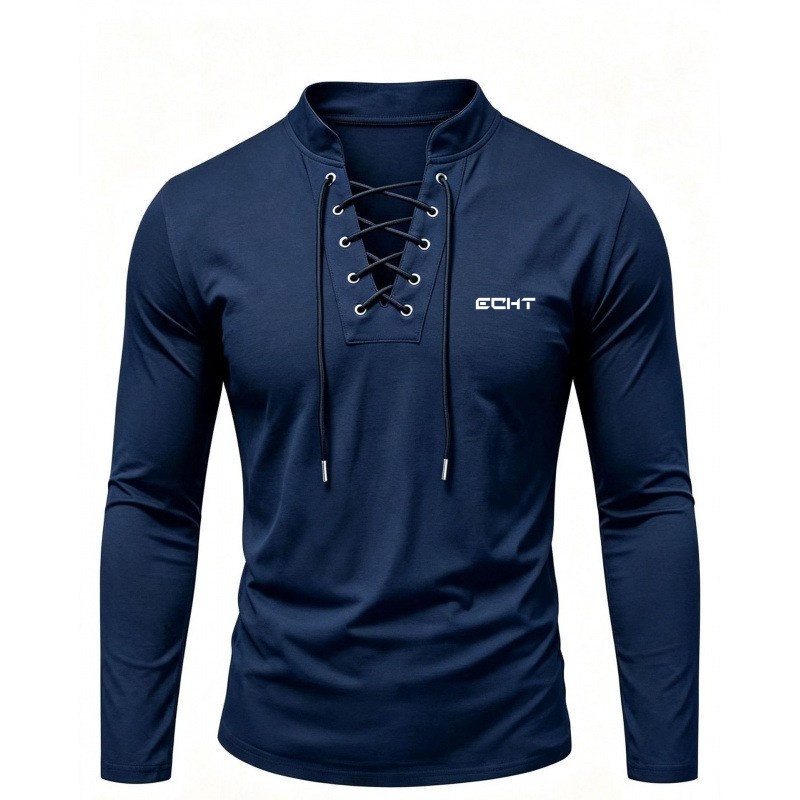 เสื้อเฮนลีย์แขนยาวพิมพ์ลายลำลอ - Tie Front Shirt บทวิจารณ์และราคา