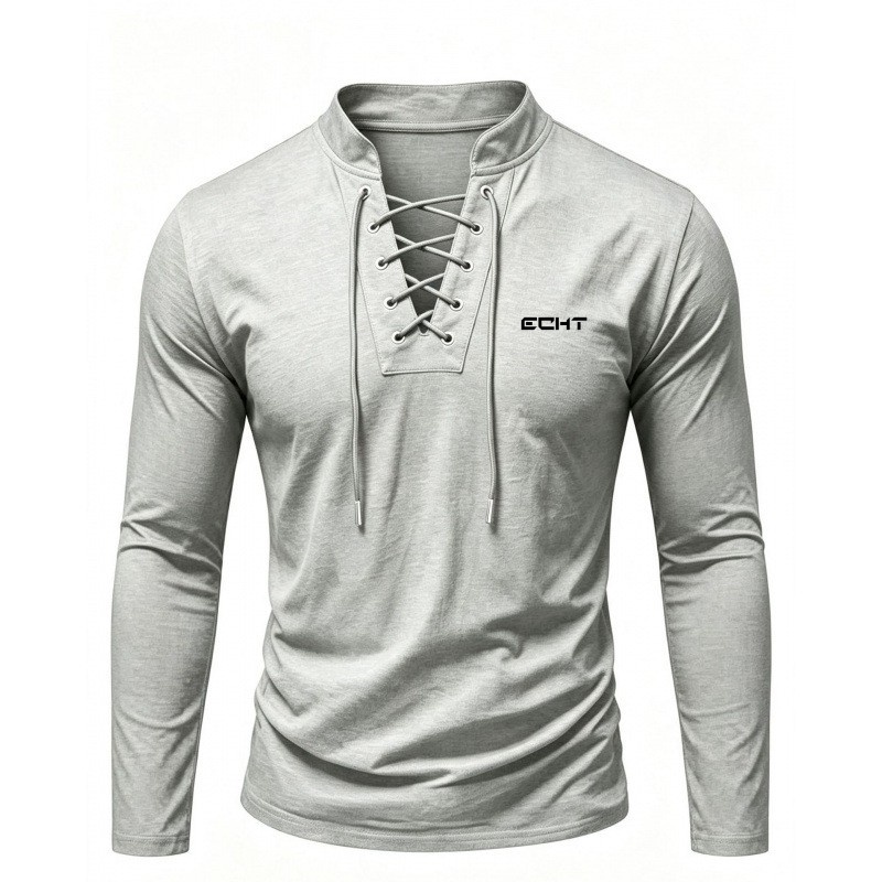 เสื้อเฮนลีย์แขนยาวพิมพ์ลายลำลอ - Tie Front Shirt บทวิจารณ์และราคา