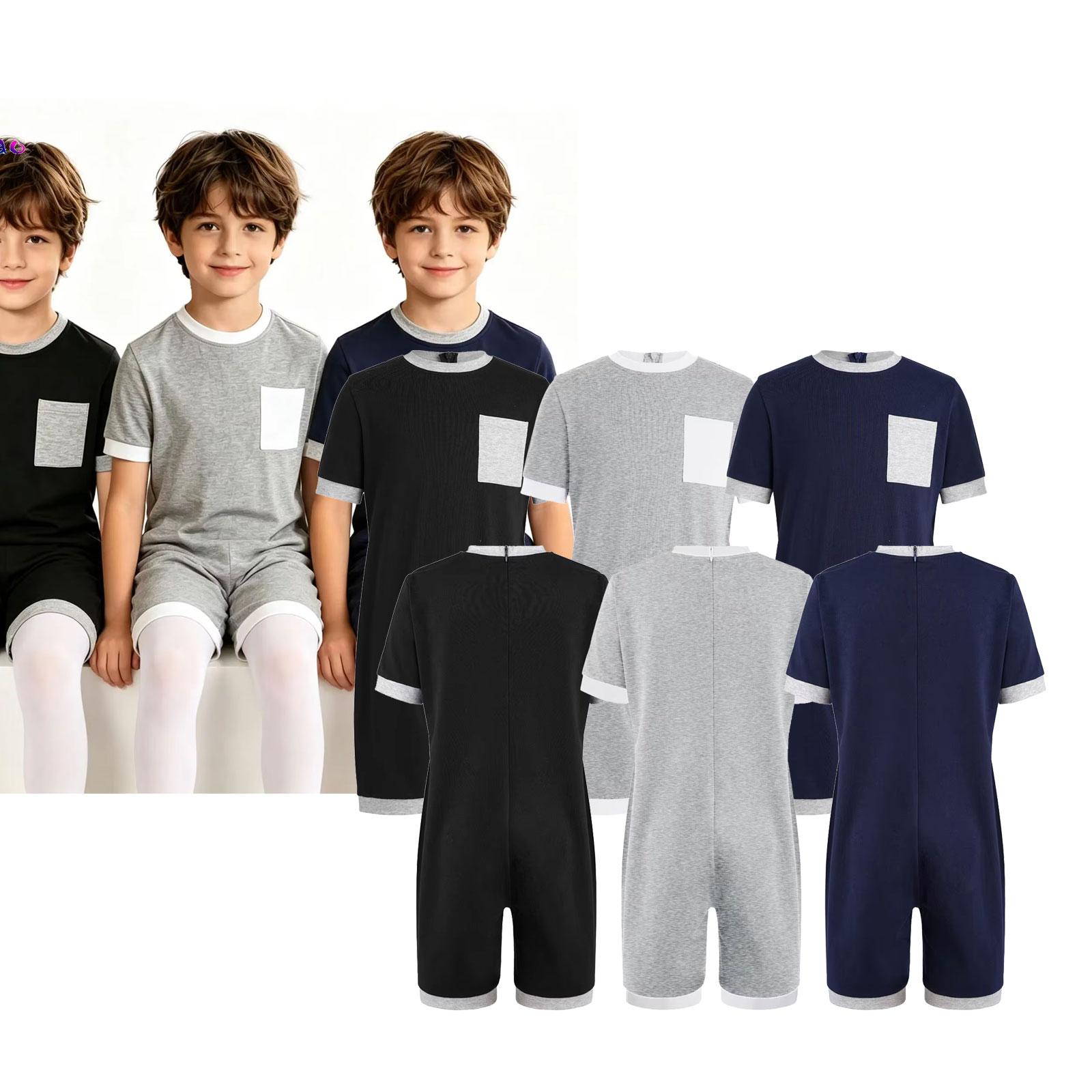 ชุดจั๊มสูทเด็กแบบพิเศษ 3 ชิ้น  - Summer Clothing Kids Boys บทวิจารณ์และราคา