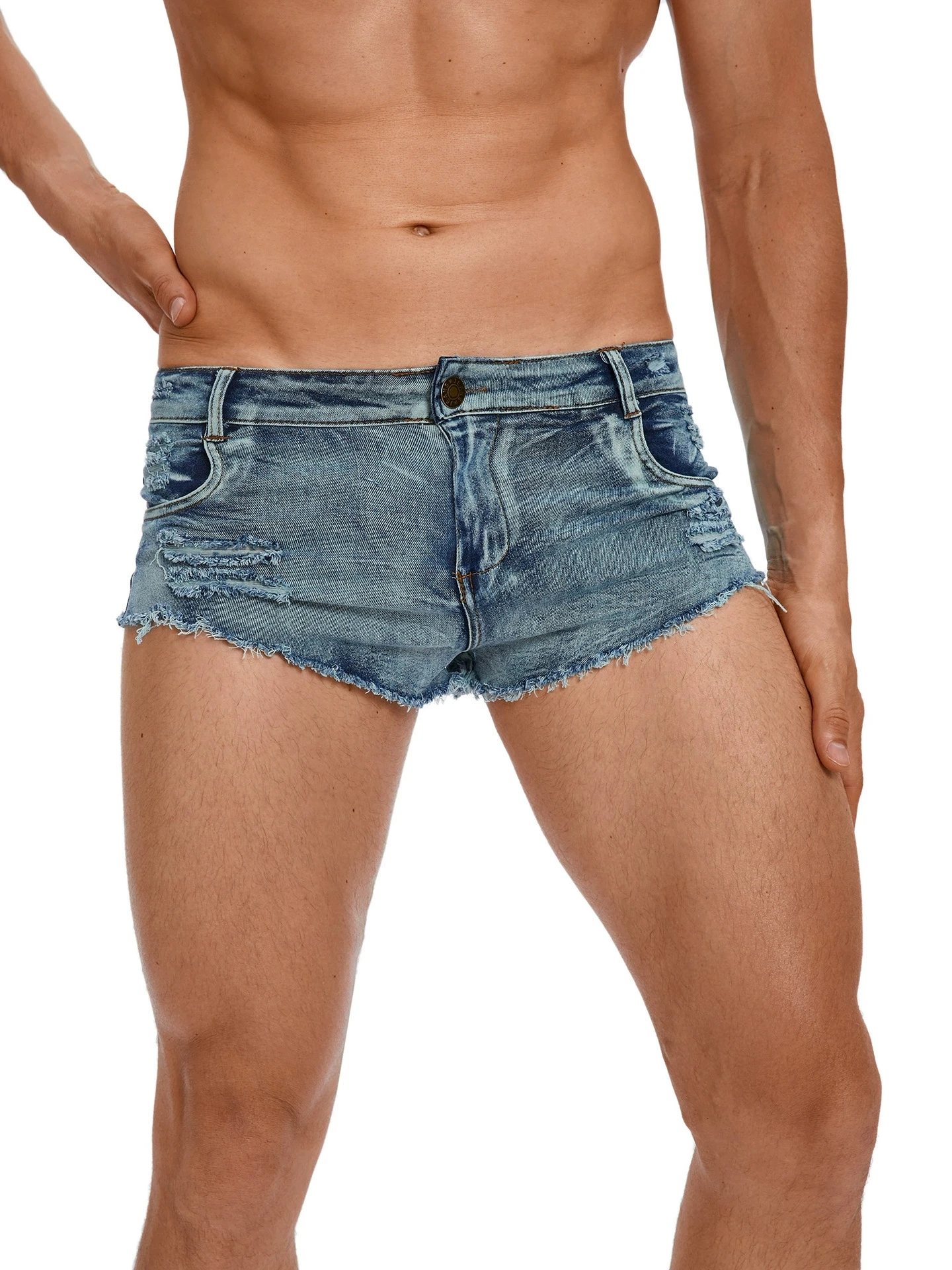 กางเกงยีนส์ขาสั้นเอวต่ำแฟชั่นส - Vintage Summer Clothing Men บทวิจารณ์และราคา
