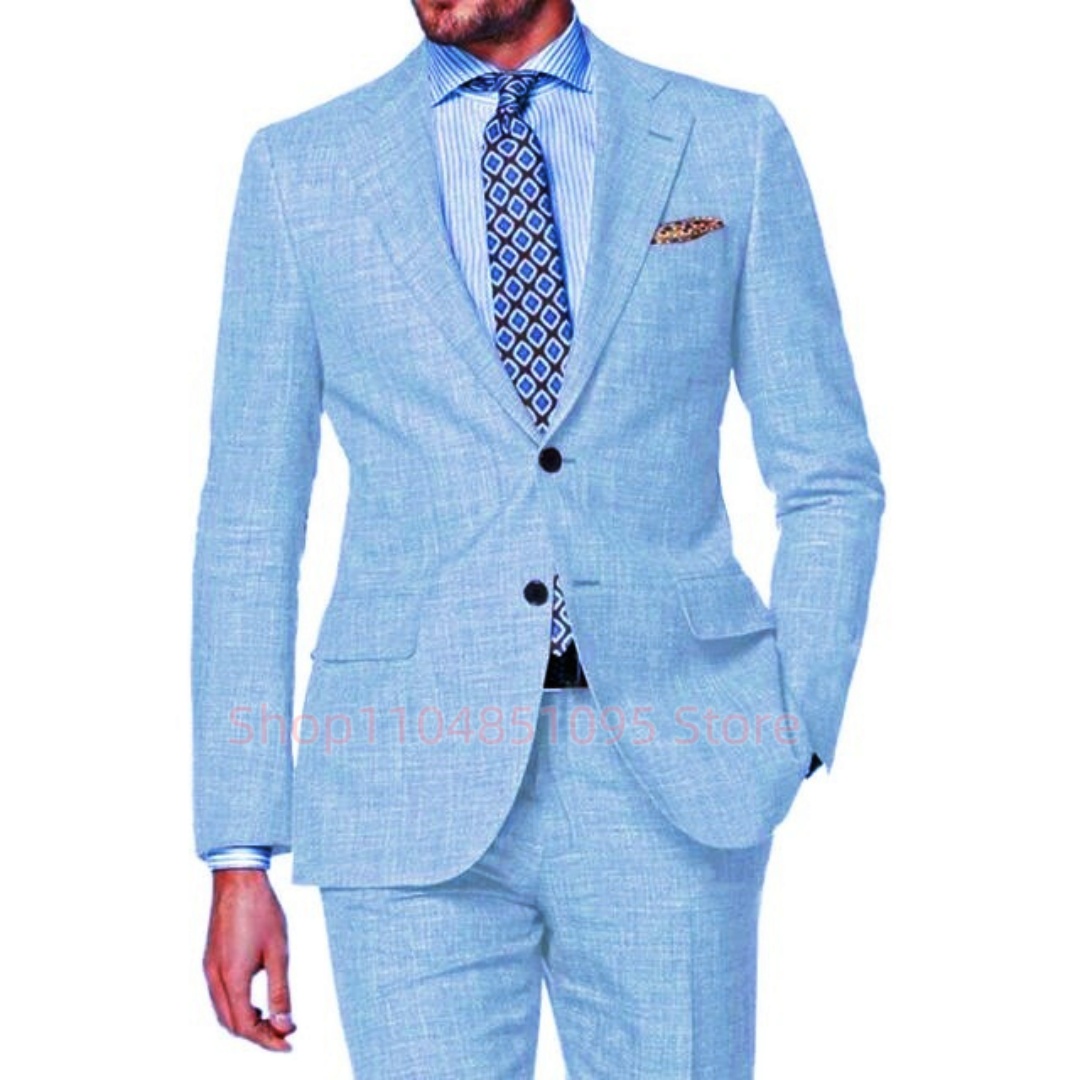 ชุดสูทผู้ชายผ้าลินินสีขาว 2 ชิ - Summer Clothing Men Linen บทวิจารณ์และราคา