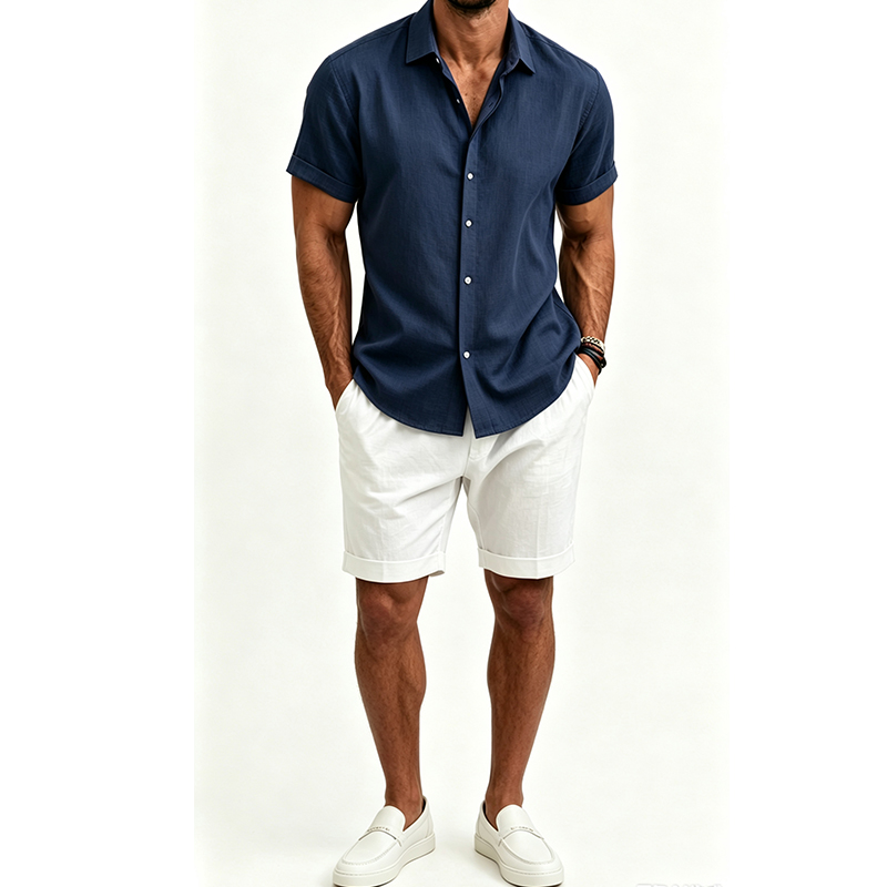 ชุดเสื้อเชิ้ตผ้าฝ้ายลินินสำหรั - Summer Clothing Men Linen บทวิจารณ์และราคา