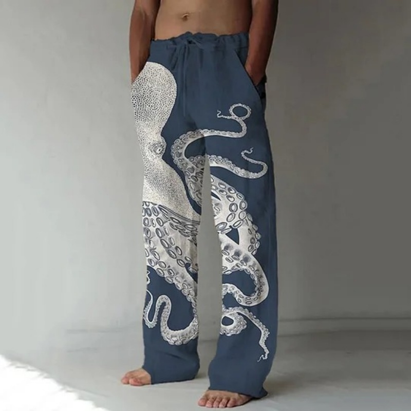 กางเกงลำลองพิมพ์ลายกราฟิกปลาหม - Vintage Summer Clothing Men บทวิจารณ์และราคา