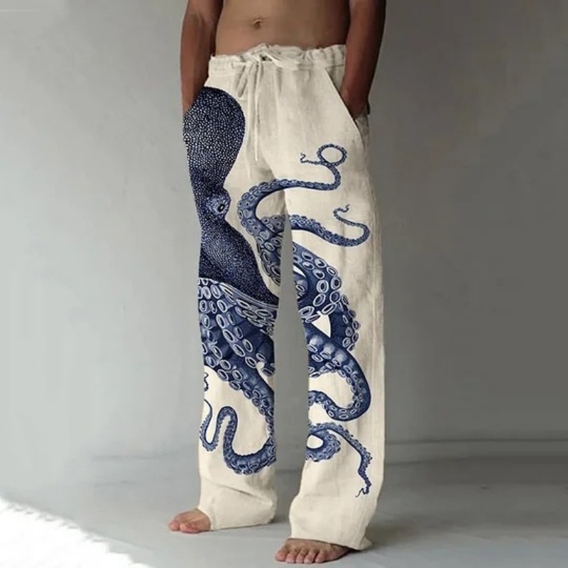 กางเกงลำลองพิมพ์ลายกราฟิกปลาหม - Vintage Summer Clothing Men บทวิจารณ์และราคา