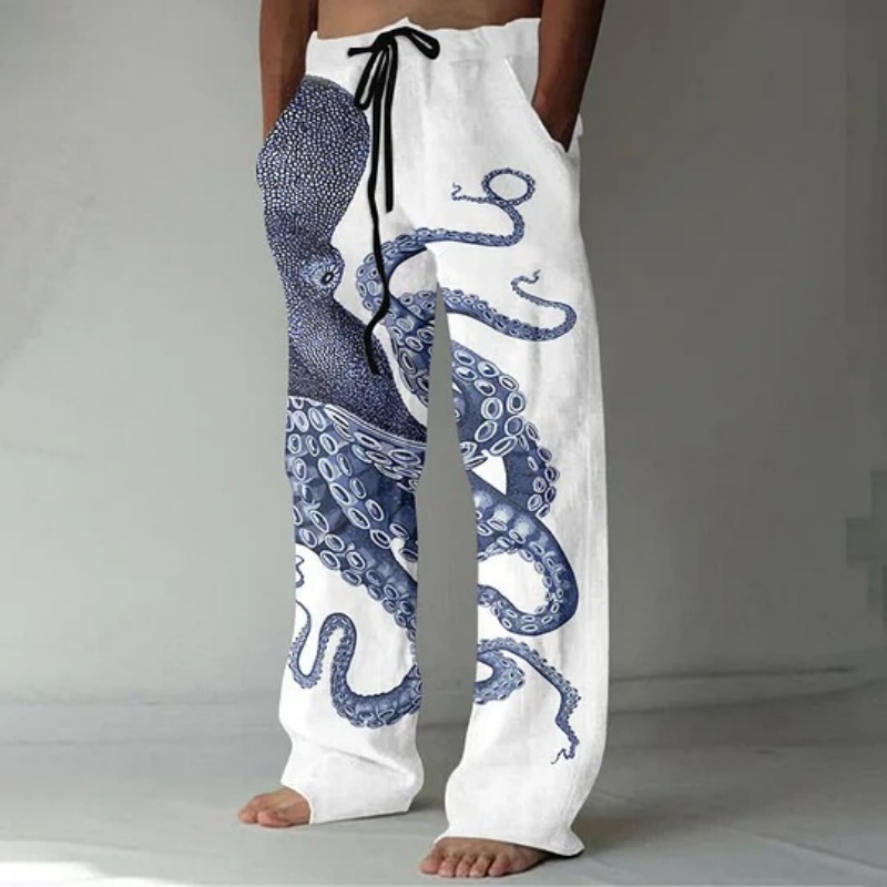 กางเกงลำลองพิมพ์ลายกราฟิกปลาหม - Vintage Summer Clothing Men บทวิจารณ์และราคา